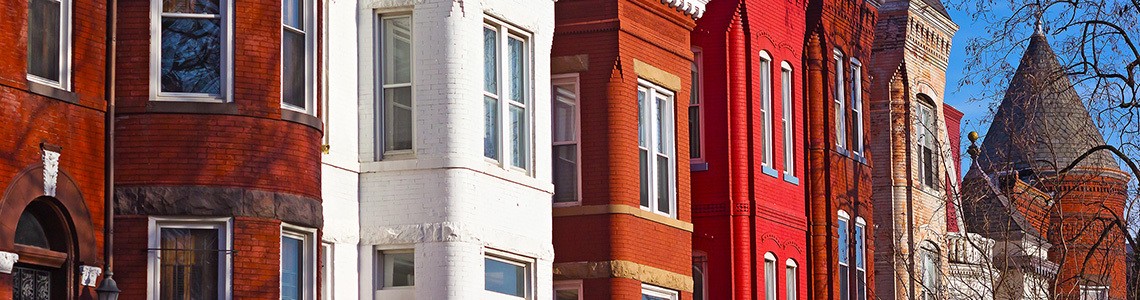 Individual and Family health insurance Image. DC row houses.